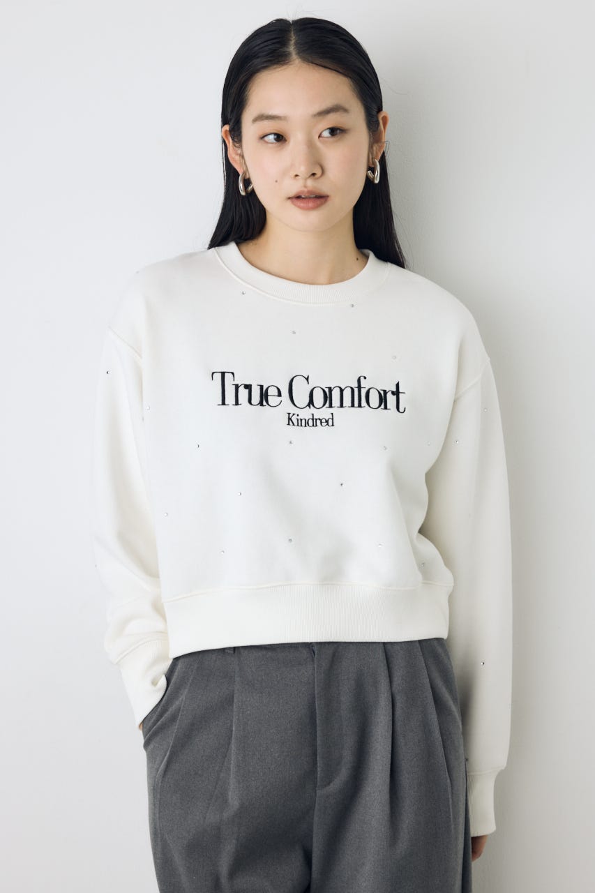 ラインストーンロゴスウェットトップス O/WHT FREE