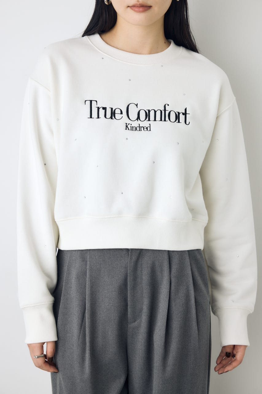 ラインストーンロゴスウェットトップス O/WHT FREE