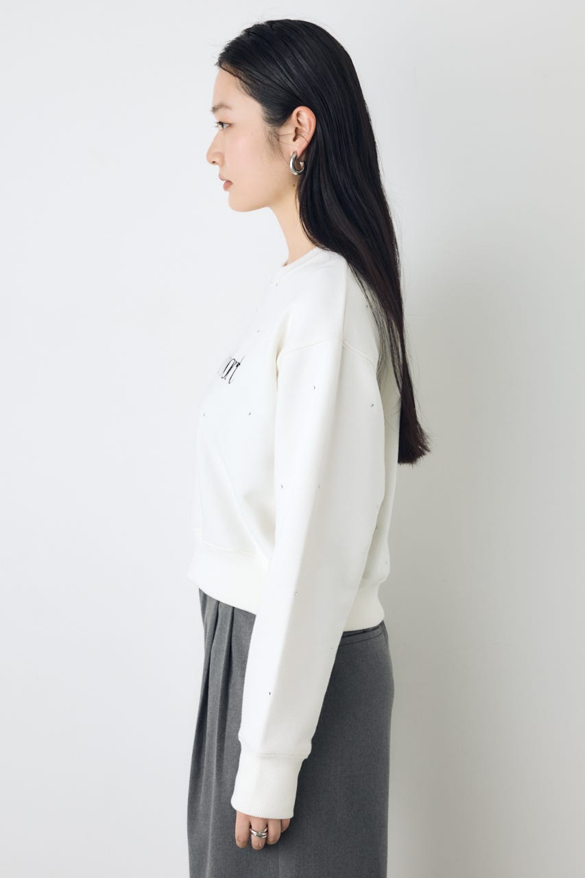 ラインストーンロゴスウェットトップス O/WHT FREE