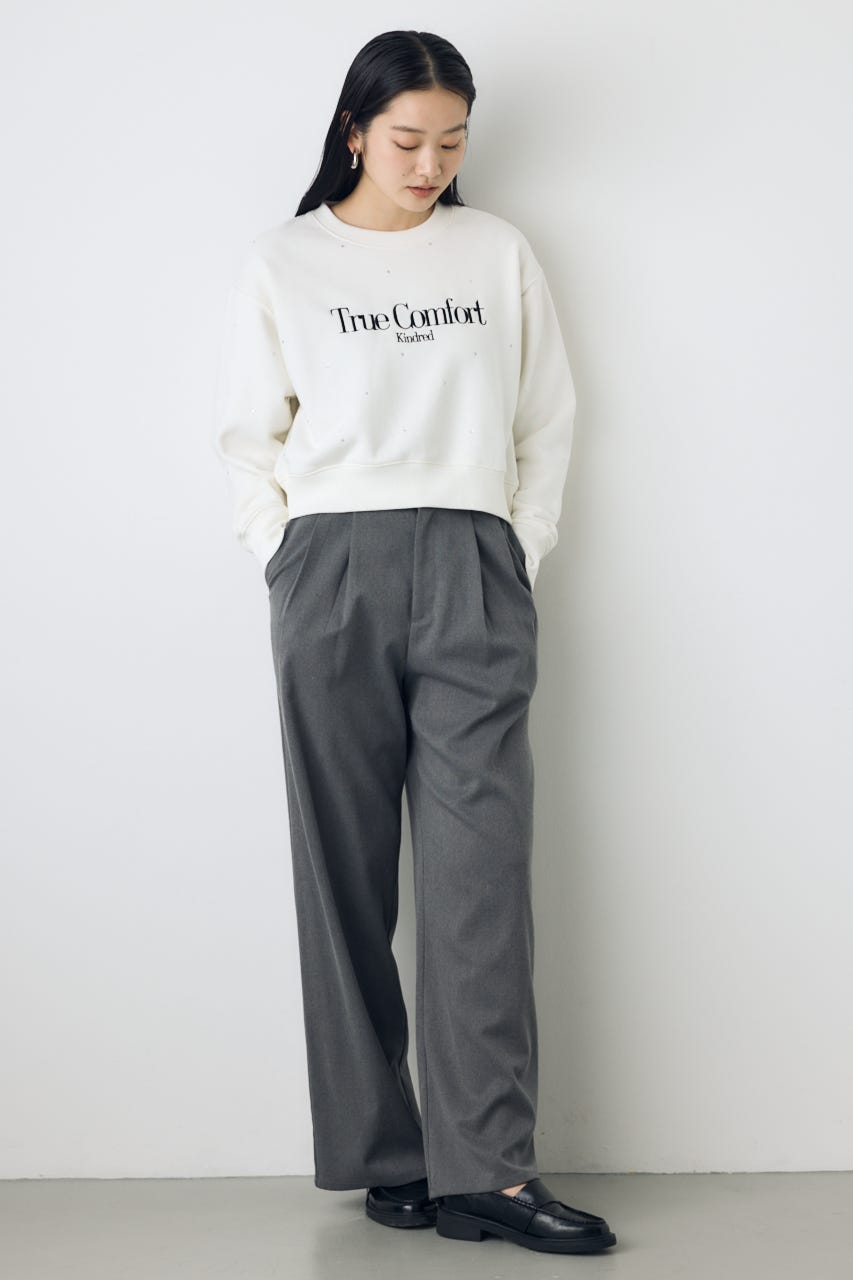 ラインストーンロゴスウェットトップス O/WHT FREE