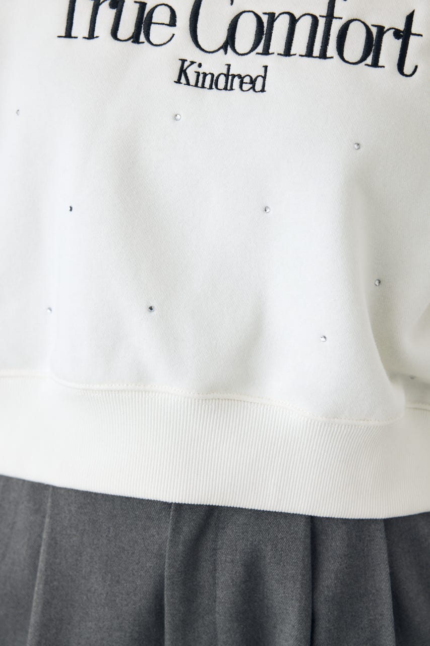 ラインストーンロゴスウェットトップス O/WHT FREE