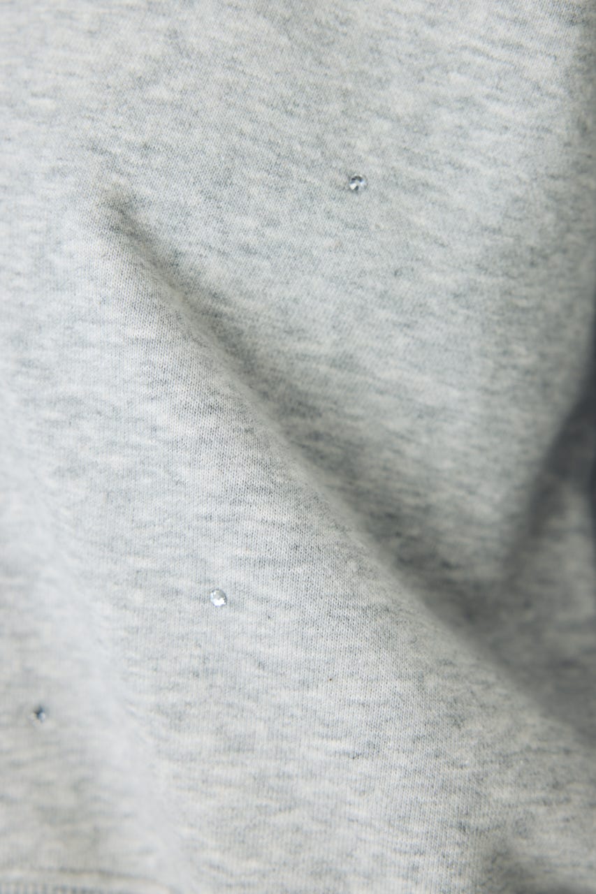 ラインストーンロゴスウェットトップス T.GRY FREE