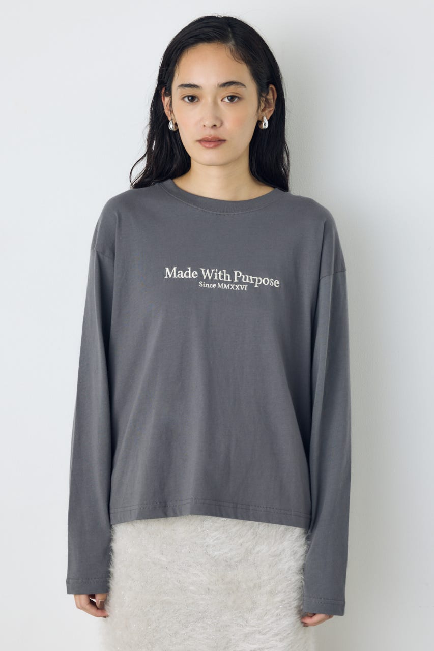 センターロゴロングスリーブトップス GRY FREE