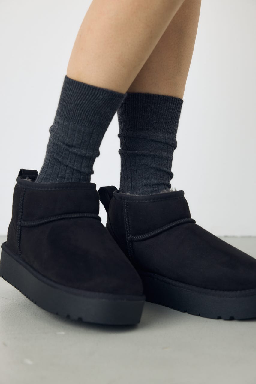 【AW先行アイテム】【WEB限定】厚底ムートンショートブーツ BLK S