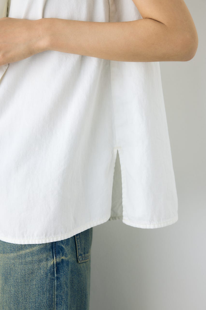 ライトオンスデニムノースリーブタイブラウス O/WHT S