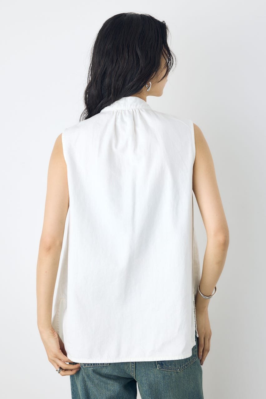 ライトオンスデニムノースリーブタイブラウス O/WHT S