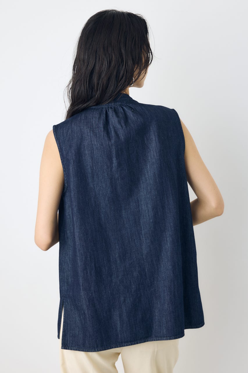 ライトオンスデニムノースリーブタイブラウス One Wash M