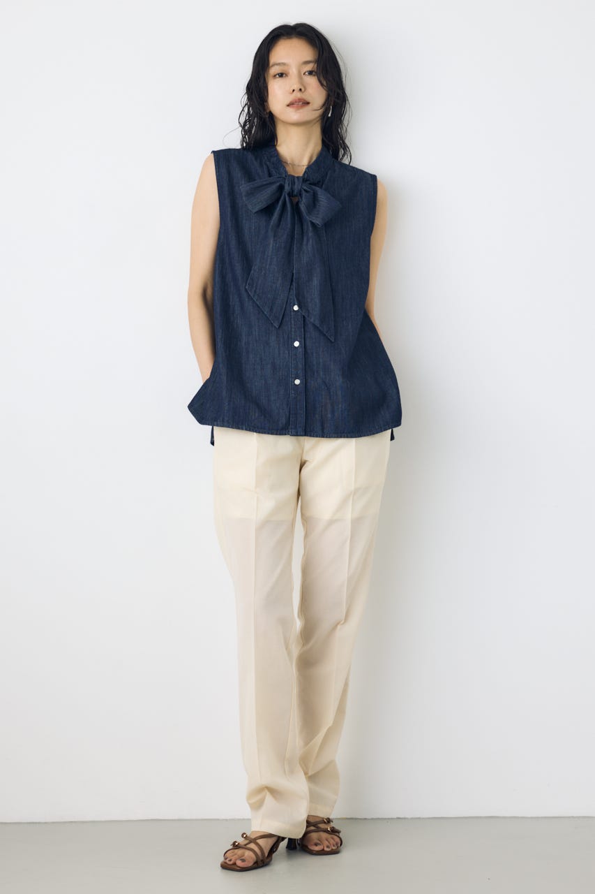 ライトオンスデニムノースリーブタイブラウス One Wash M