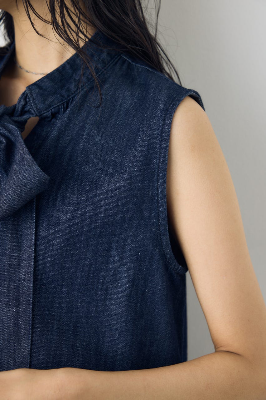 ライトオンスデニムノースリーブタイブラウス One Wash M