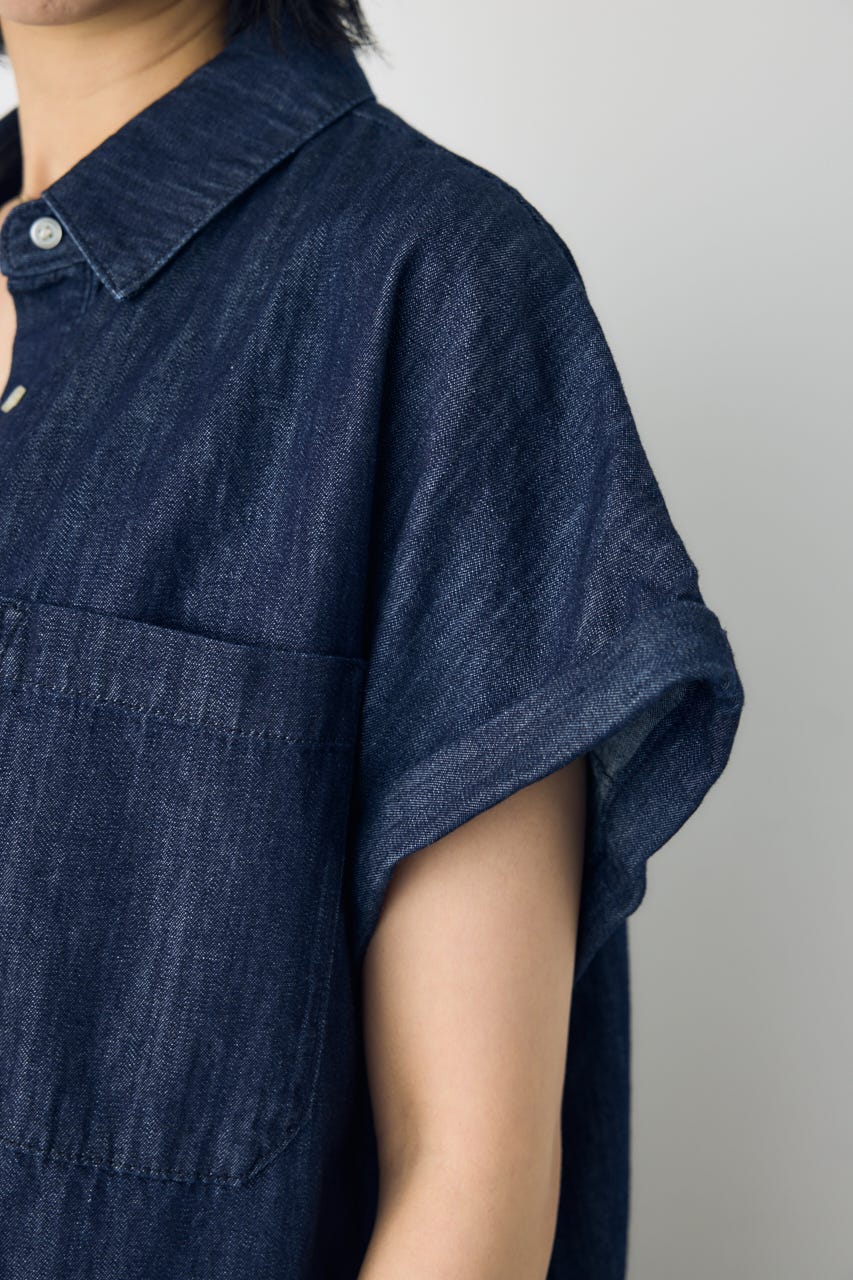 ライトオンスデニムロールアップシャツ One Wash M