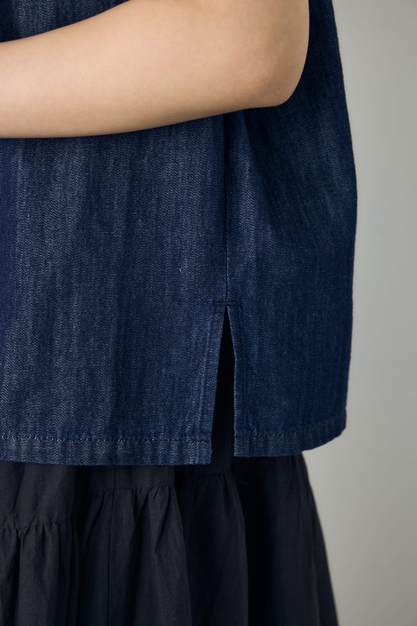 ライトオンスデニムロールアップシャツ One Wash M