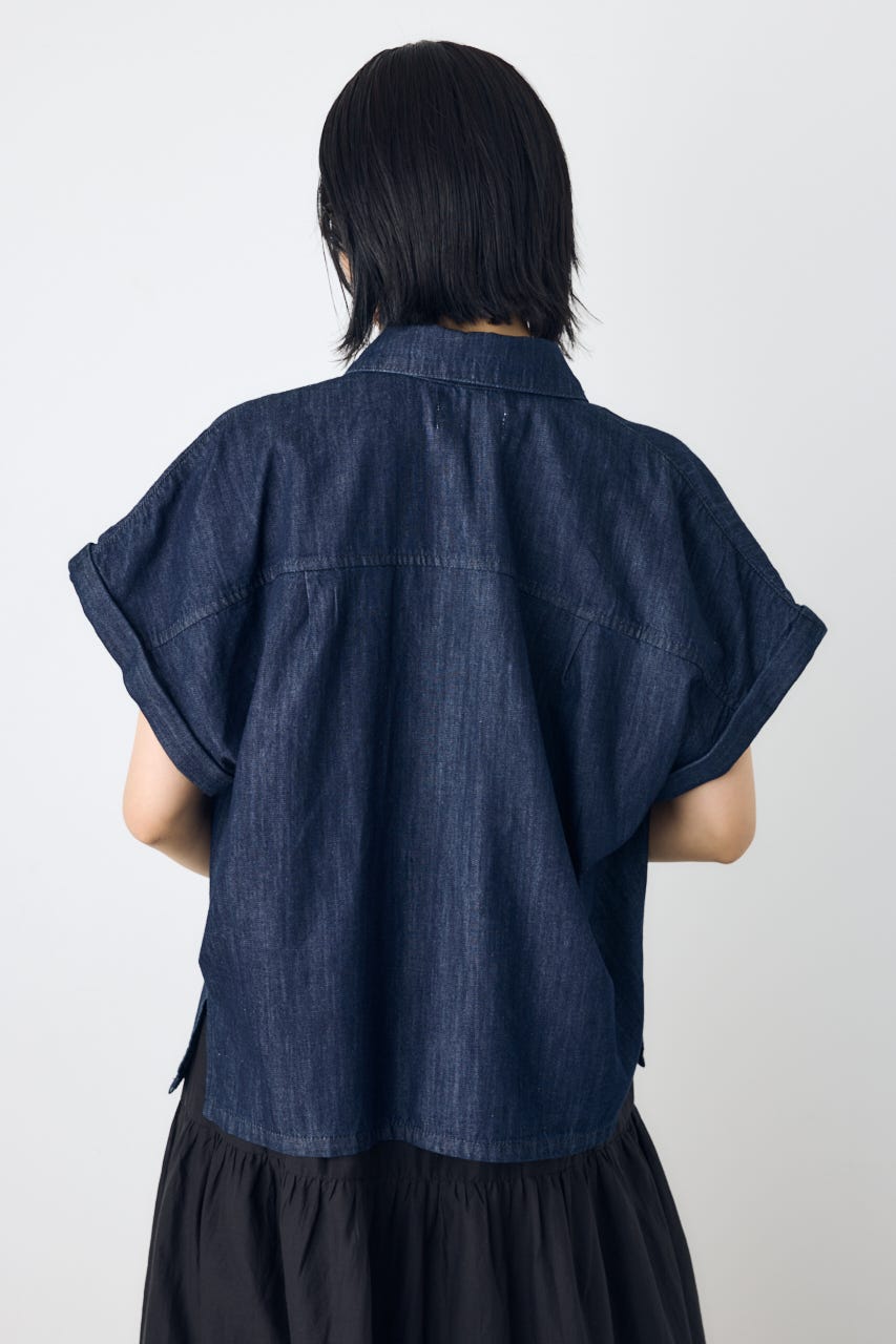 ライトオンスデニムロールアップシャツ One Wash M