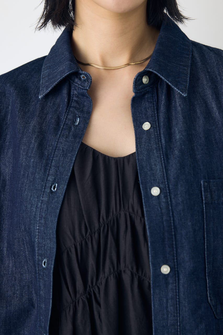 ライトオンスデニムロールアップシャツ One Wash M