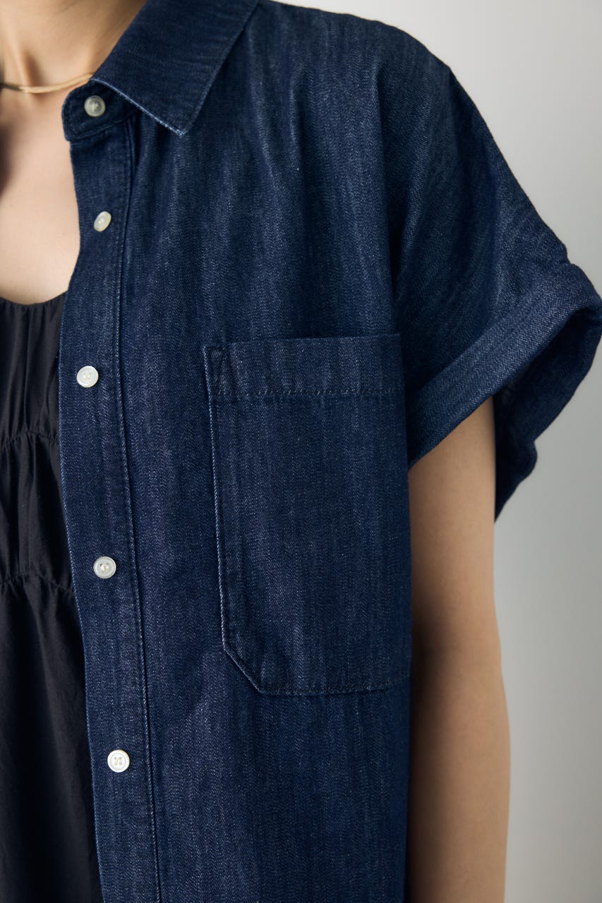 ライトオンスデニムロールアップシャツ One Wash M