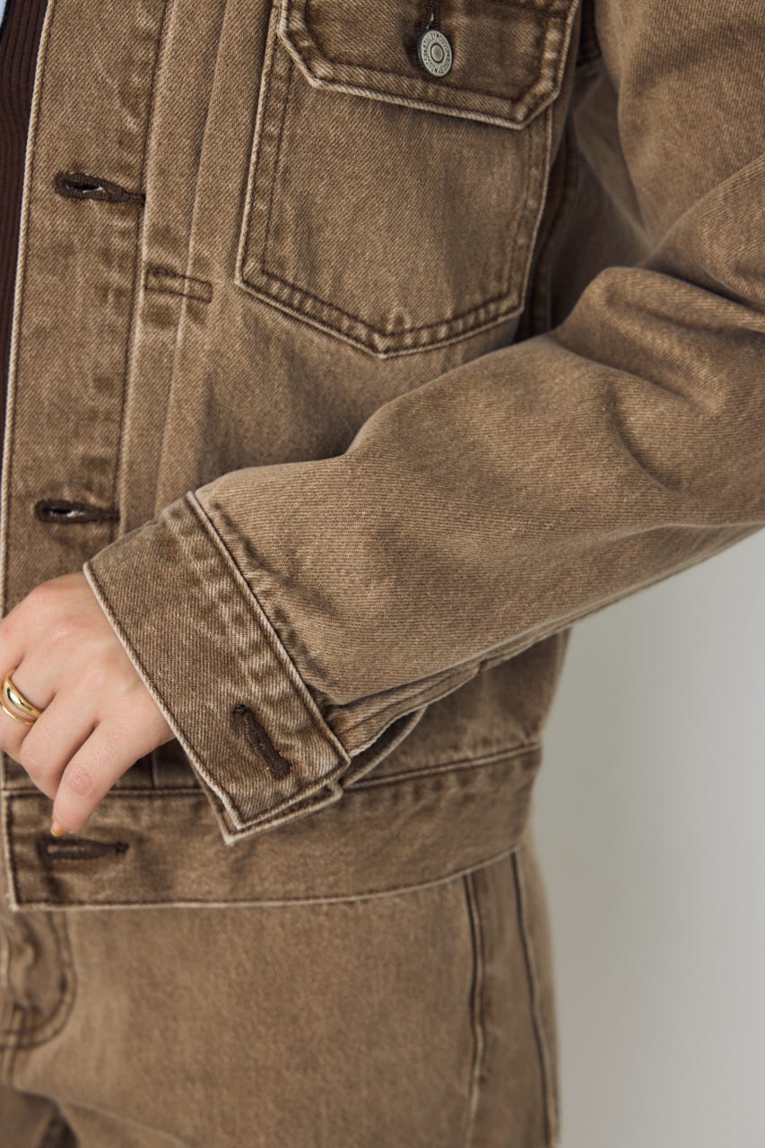 AZUL DENIM タイトフィットデニムジャケット BRN S