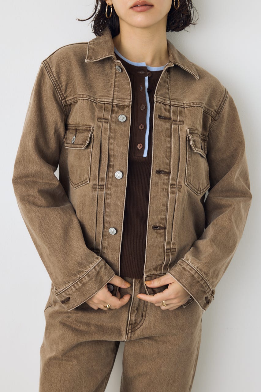 AZUL DENIM タイトフィットデニムジャケット BRN S