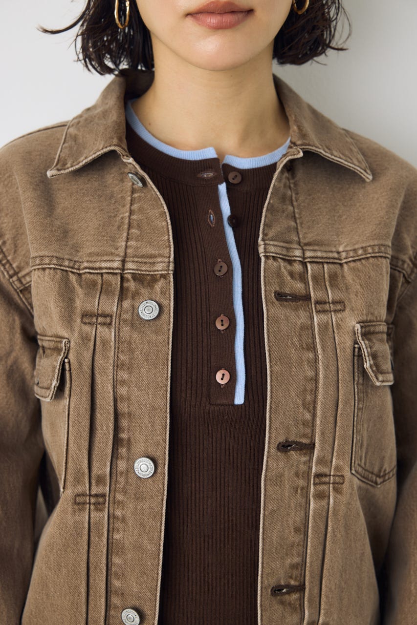 AZUL DENIM タイトフィットデニムジャケット BRN S