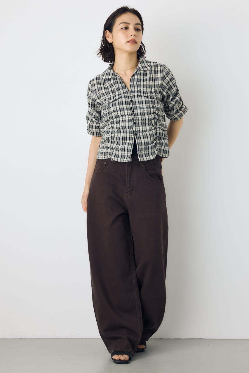 AZUL DENIM カラーワイドデニム BRN 26inch