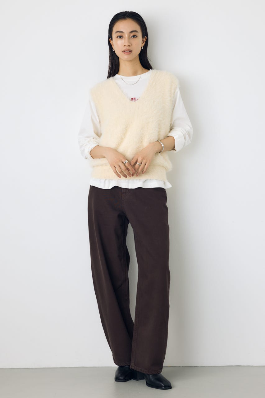 AZUL DENIM カラーワイドデニム BRN 26inch