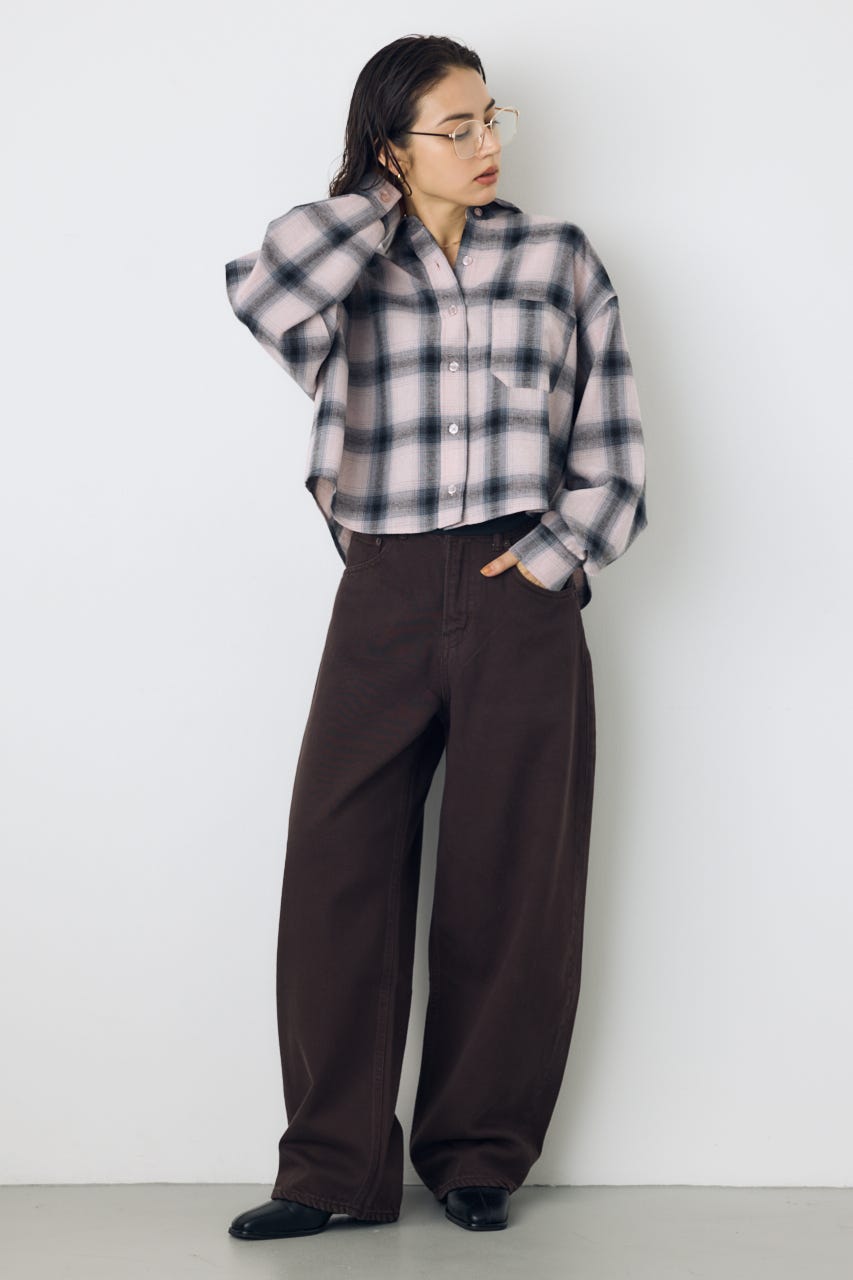 AZUL DENIM カラーワイドデニム BRN 26inch