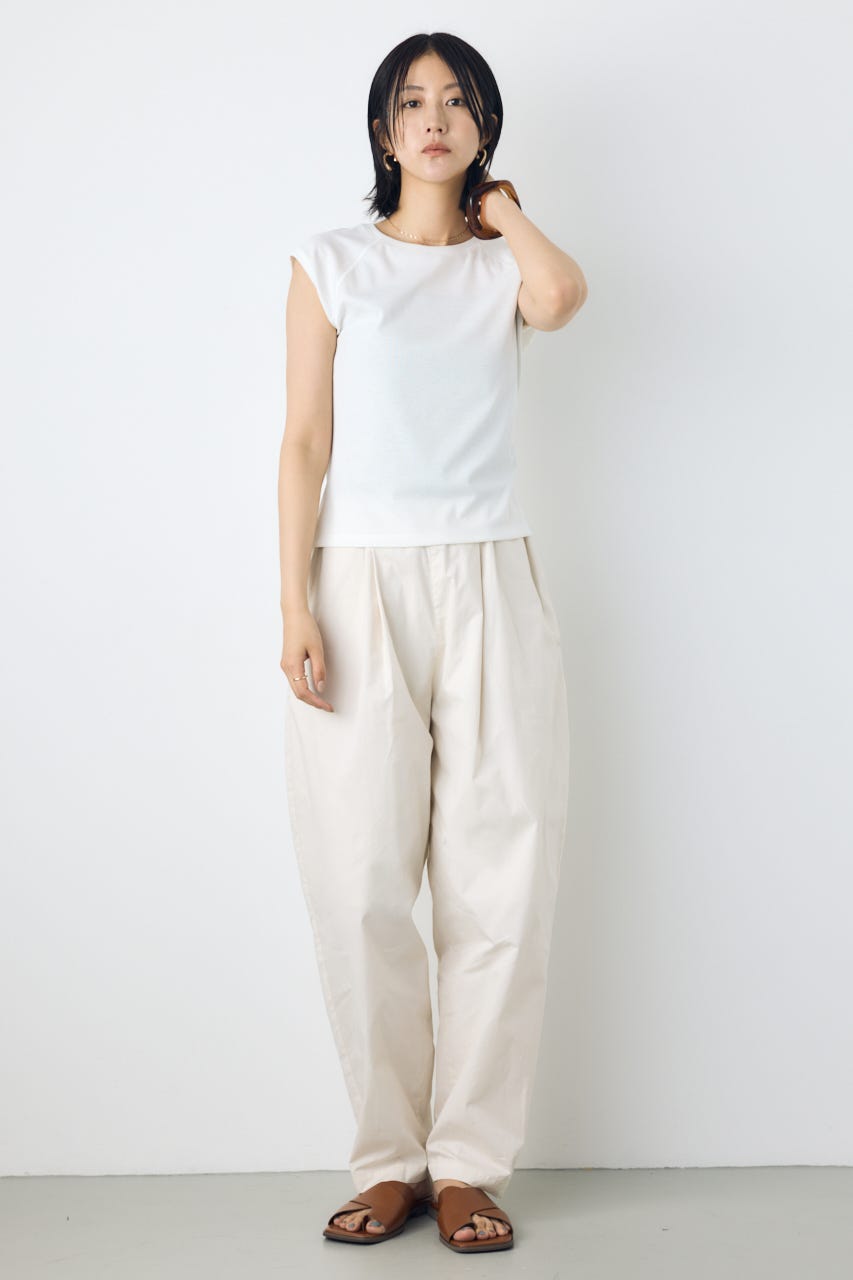 ライトコットンカーブワイドパンツ O/WHT M