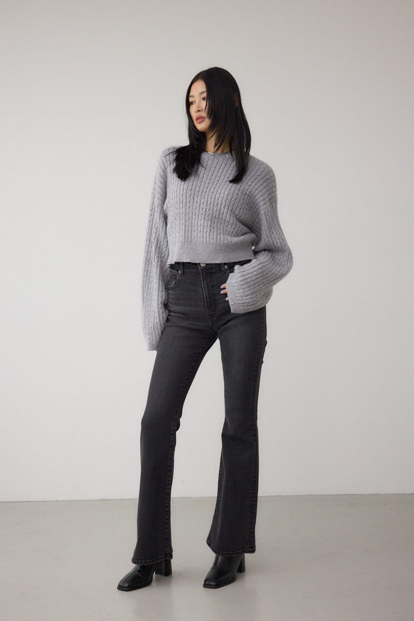 AZUL DENIM フレアデニム L/BLK M