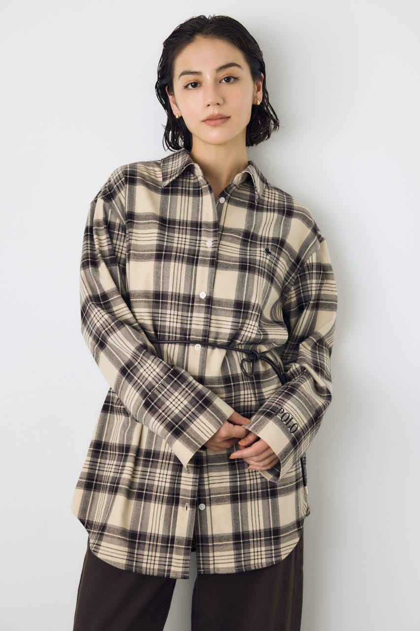＜先行予約＞【POLO BCS×AZUL】シャツミニワンピース 柄BEG FREE