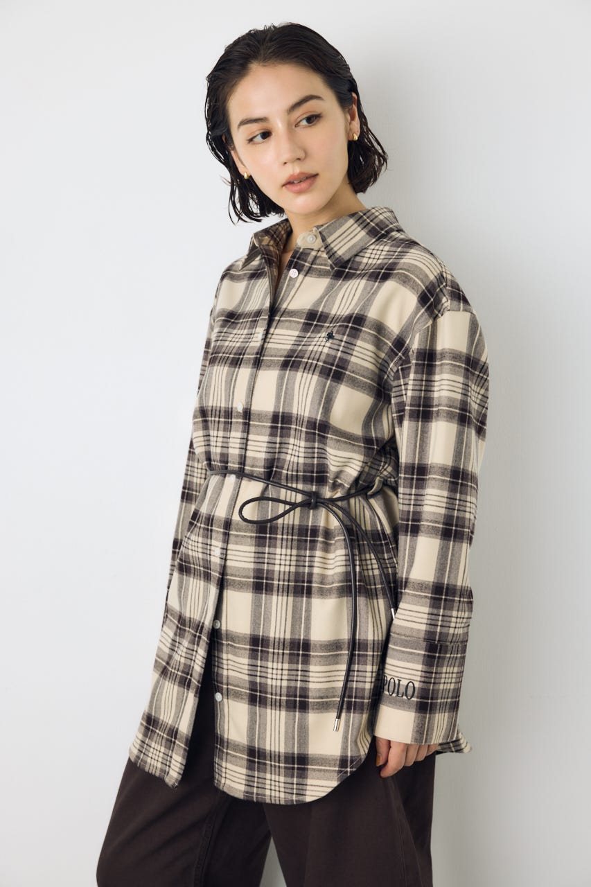 ＜先行予約＞【POLO BCS×AZUL】シャツミニワンピース 柄BEG FREE