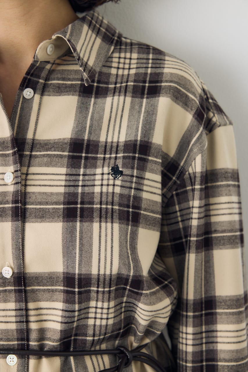 ＜先行予約＞【POLO BCS×AZUL】シャツミニワンピース 柄BEG FREE