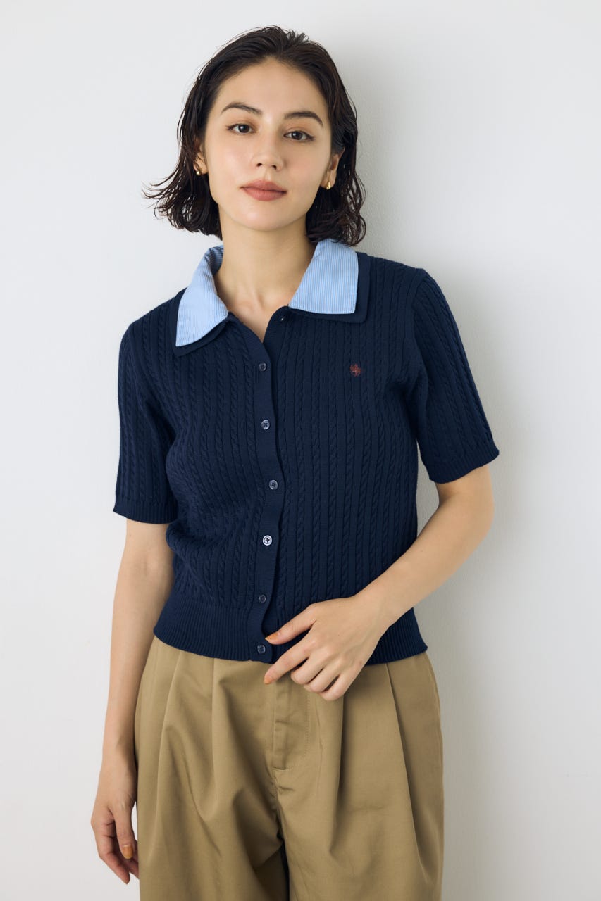 ＜先行予約＞【POLO BCS×AZUL】ダブルカラーニット NVY FREE