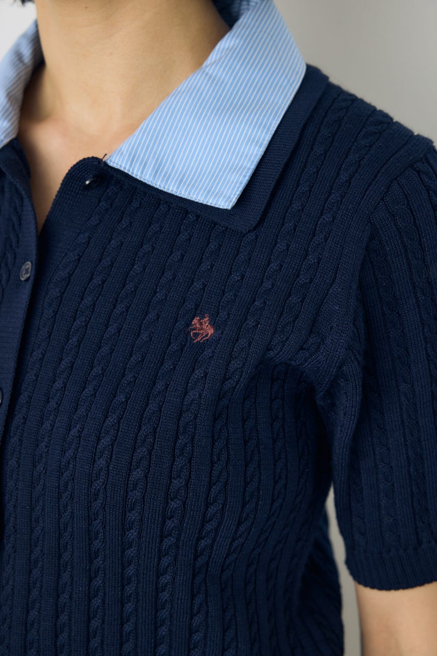 ＜先行予約＞【POLO BCS×AZUL】ダブルカラーニット NVY FREE