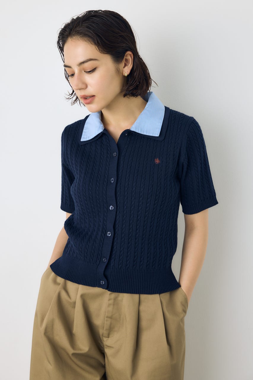 ＜先行予約＞【POLO BCS×AZUL】ダブルカラーニット NVY FREE