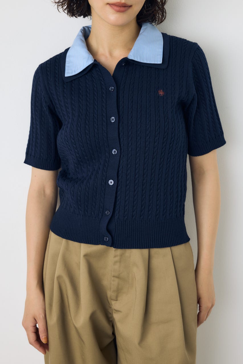 ＜先行予約＞【POLO BCS×AZUL】ダブルカラーニット NVY FREE