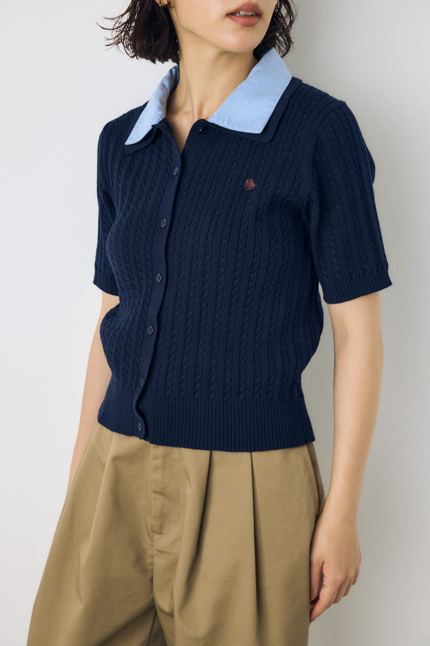 ＜先行予約＞【POLO BCS×AZUL】ダブルカラーニット NVY FREE