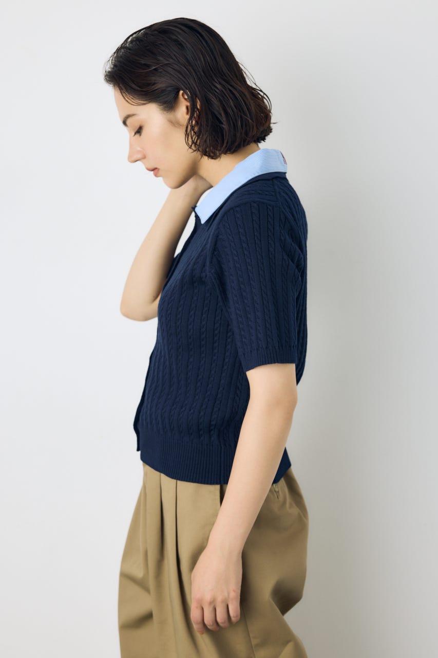 ＜先行予約＞【POLO BCS×AZUL】ダブルカラーニット NVY FREE