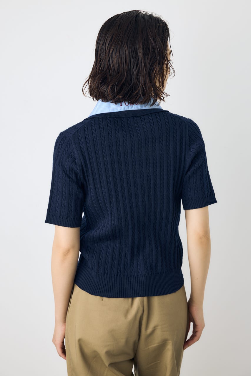 ＜先行予約＞【POLO BCS×AZUL】ダブルカラーニット NVY FREE