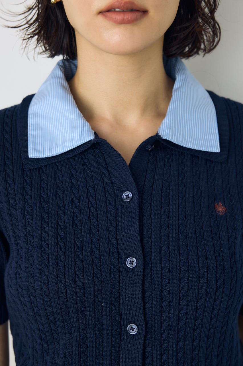 ＜先行予約＞【POLO BCS×AZUL】ダブルカラーニット NVY FREE