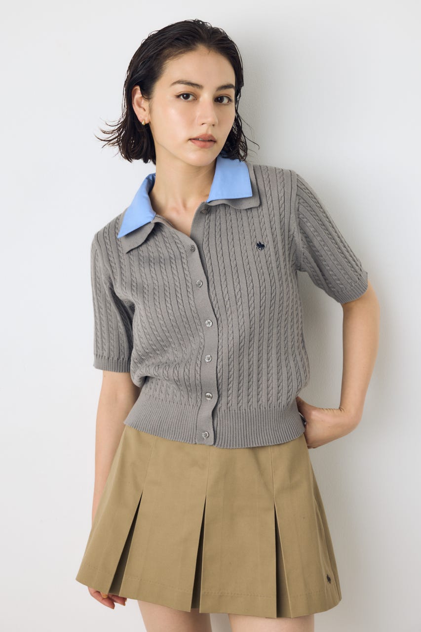 ＜先行予約＞【POLO BCS×AZUL】ダブルカラーニット T.GRY FREE