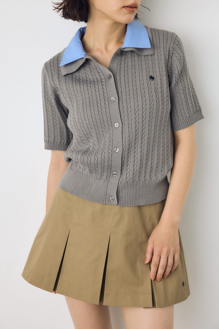 ＜先行予約＞【POLO BCS×AZUL】ダブルカラーニット T.GRY FREE