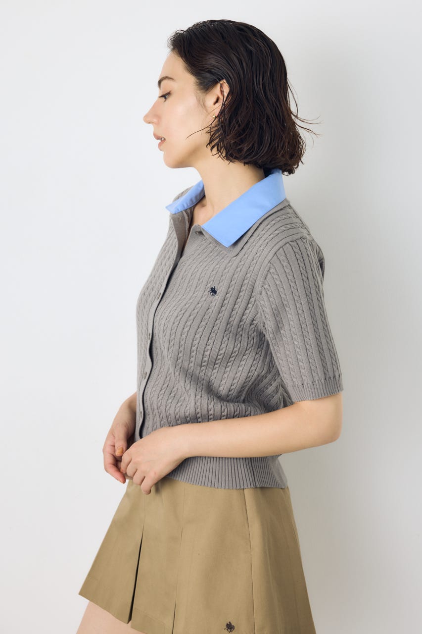 ＜先行予約＞【POLO BCS×AZUL】ダブルカラーニット T.GRY FREE