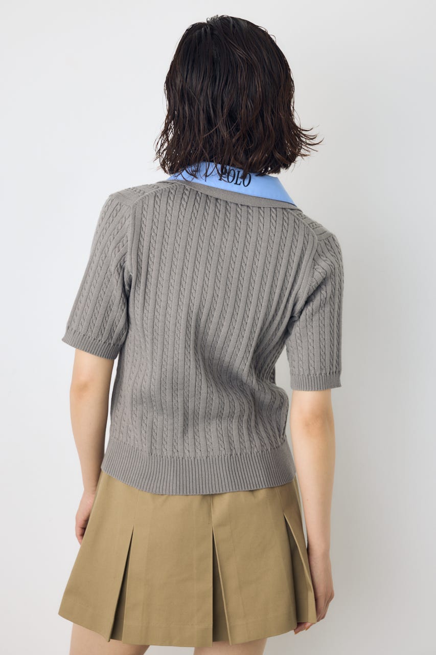 ＜先行予約＞【POLO BCS×AZUL】ダブルカラーニット T.GRY FREE