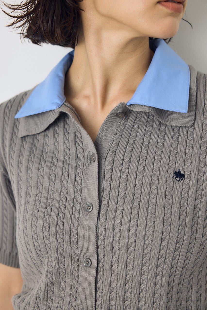 ＜先行予約＞【POLO BCS×AZUL】ダブルカラーニット T.GRY FREE