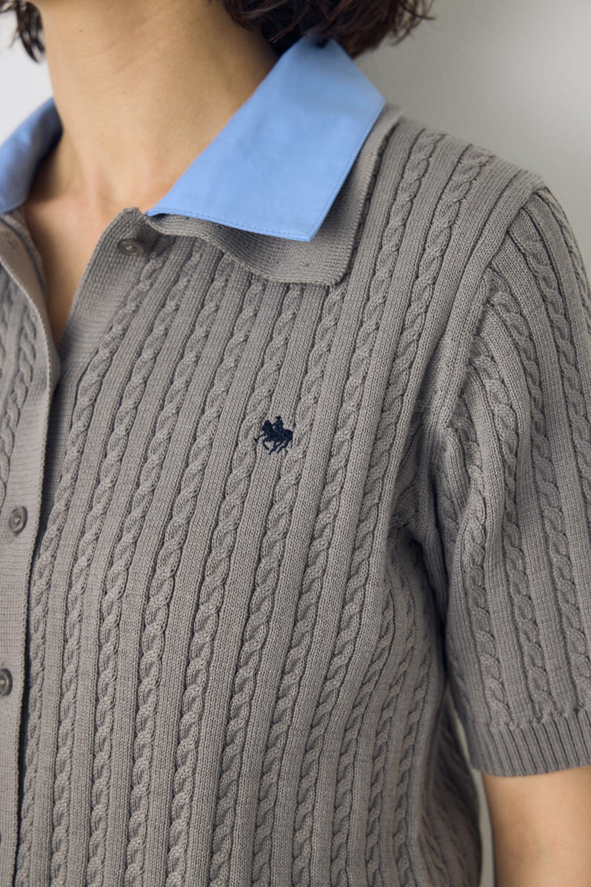 ＜先行予約＞【POLO BCS×AZUL】ダブルカラーニット T.GRY FREE