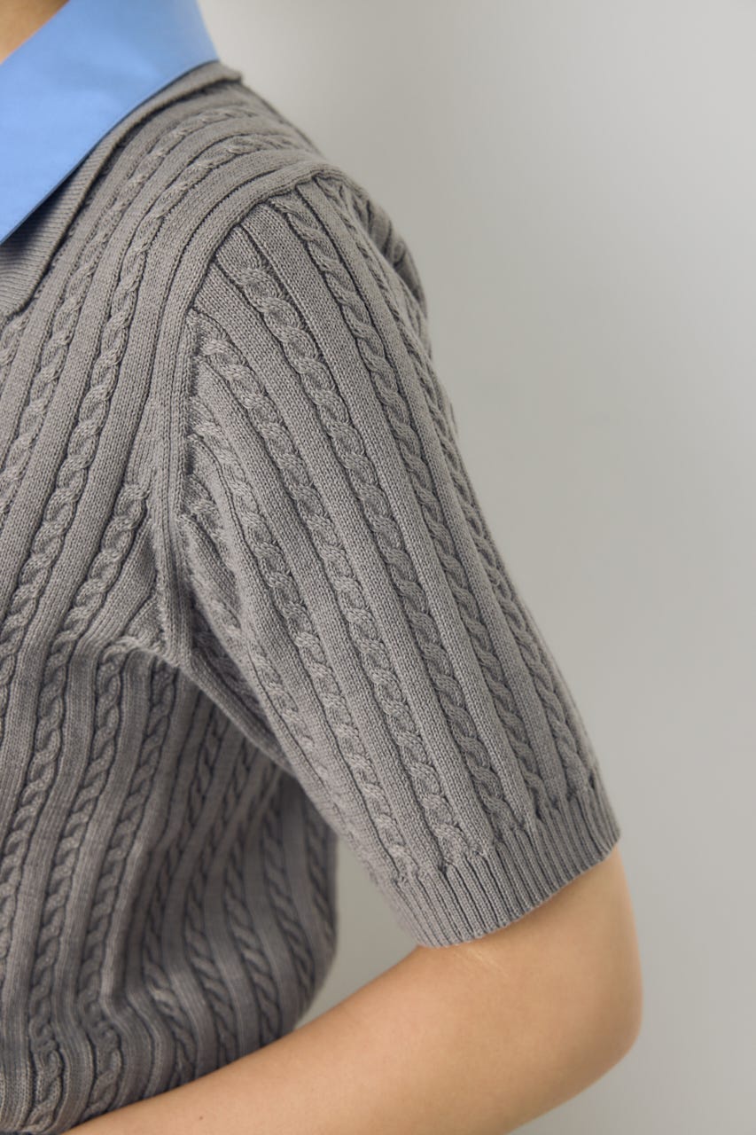 ＜先行予約＞【POLO BCS×AZUL】ダブルカラーニット T.GRY FREE