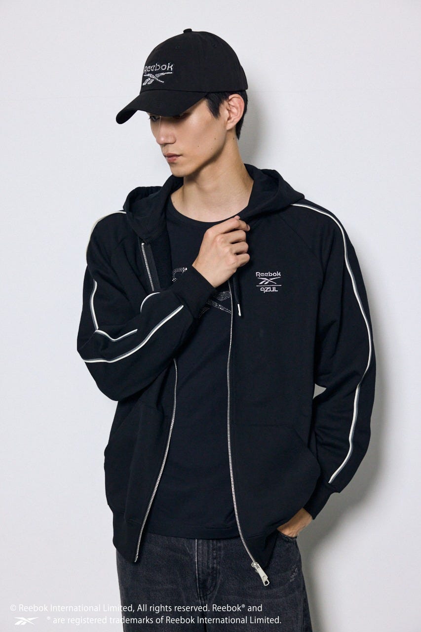 【REEBOK×AZUL】ダブルジップパーカー BLK L