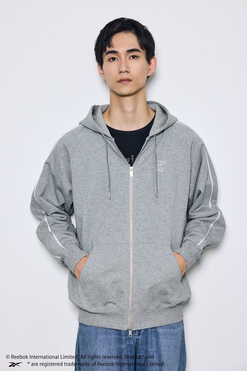 【REEBOK×AZUL】ダブルジップパーカー T.GRY M
