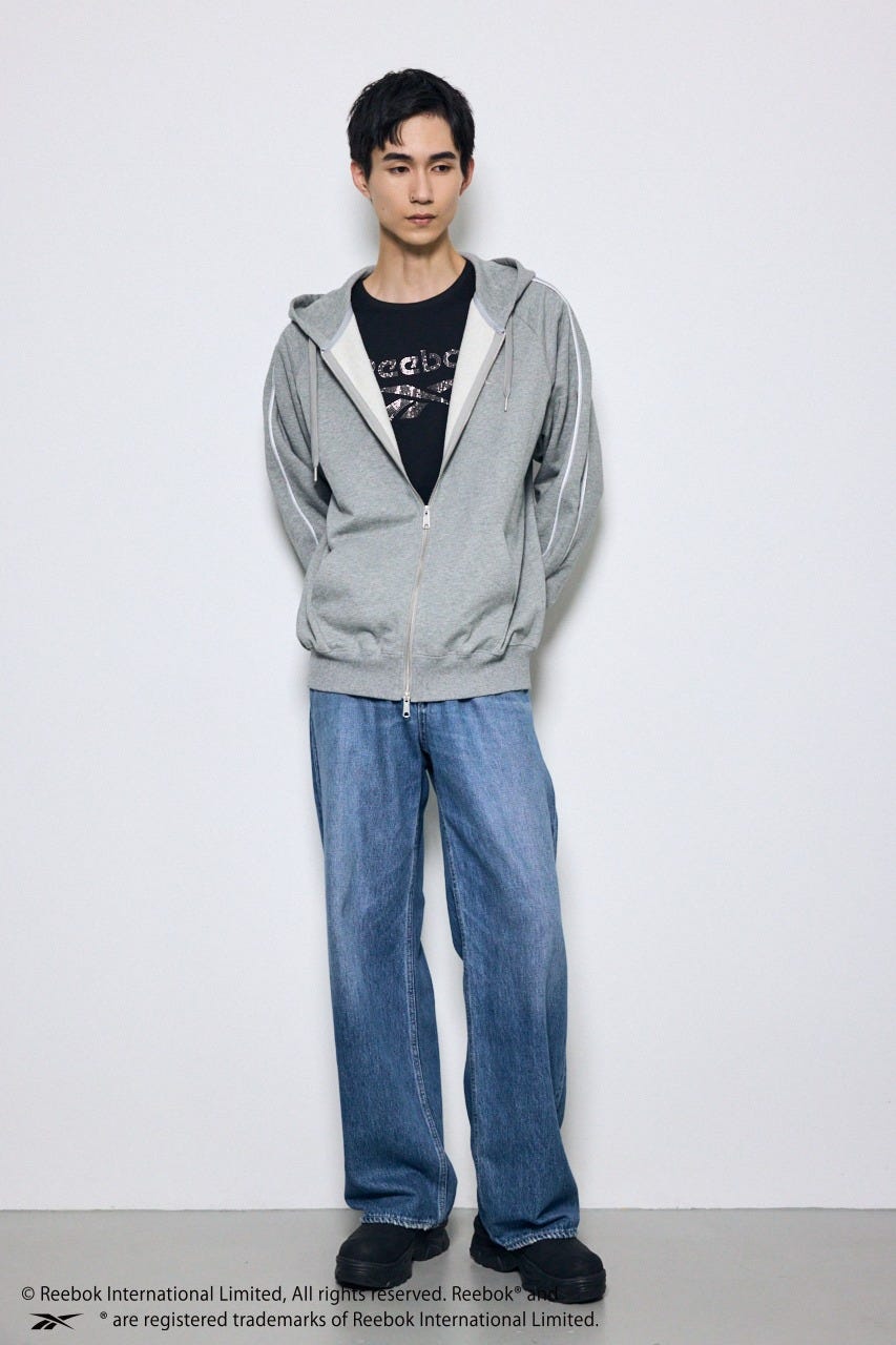 【REEBOK×AZUL】ダブルジップパーカー T.GRY M