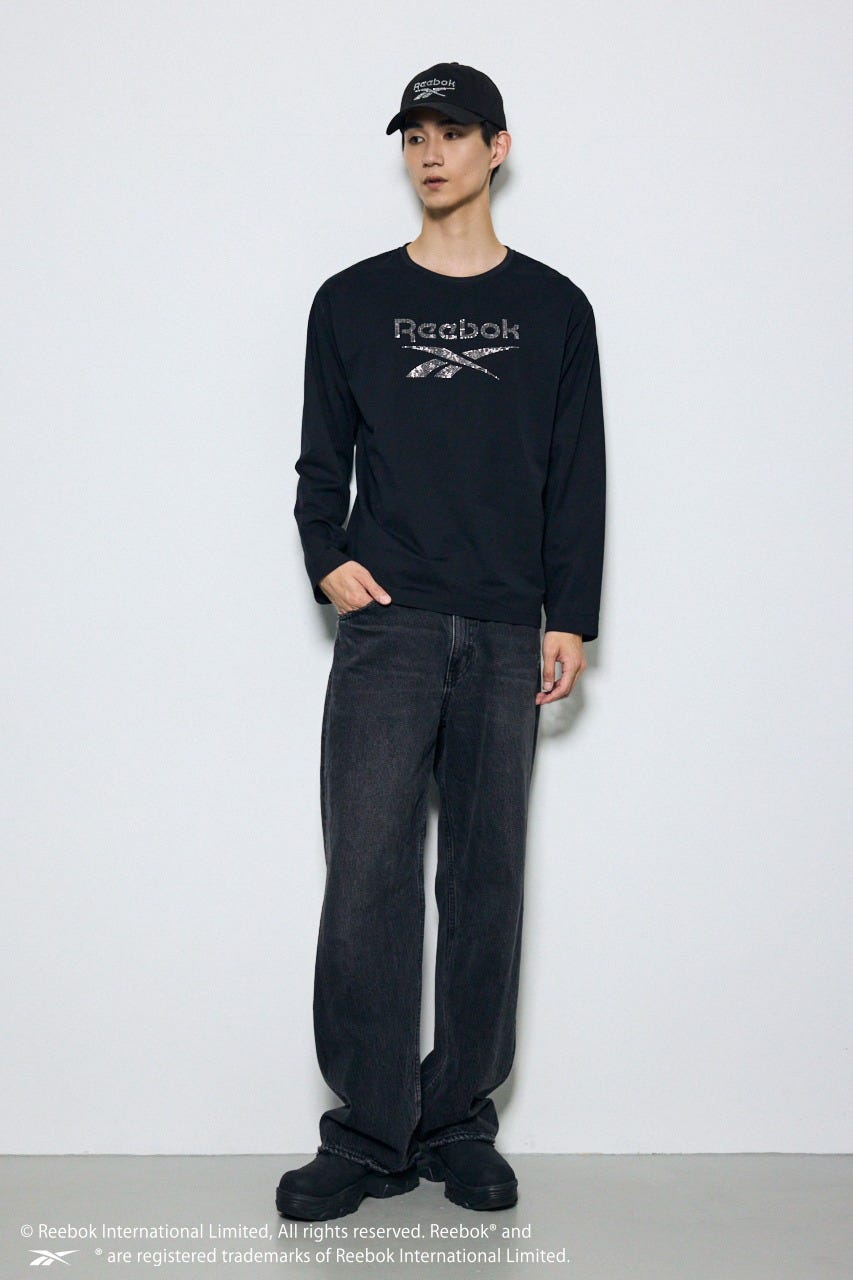 【REEBOK×AZUL】ラインストーンロンT BLK M