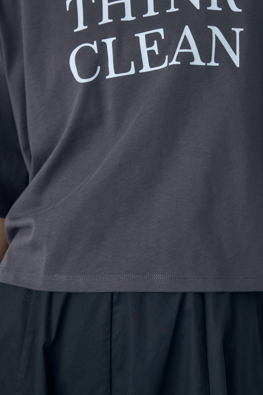 ドロップショルダーロゴ5分袖Tシャツ L/BLK S