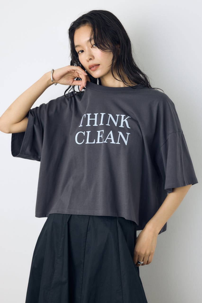 ドロップショルダーロゴ5分袖Tシャツ L/BLK S